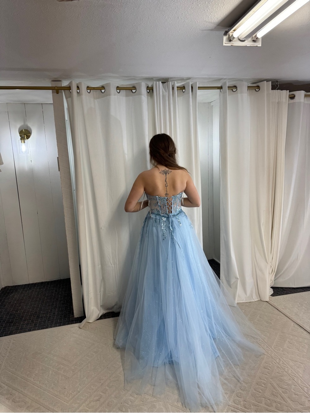 Jovani Gown Womens Size M Baby Blue Strapless Sweetheart Mermaid Prom